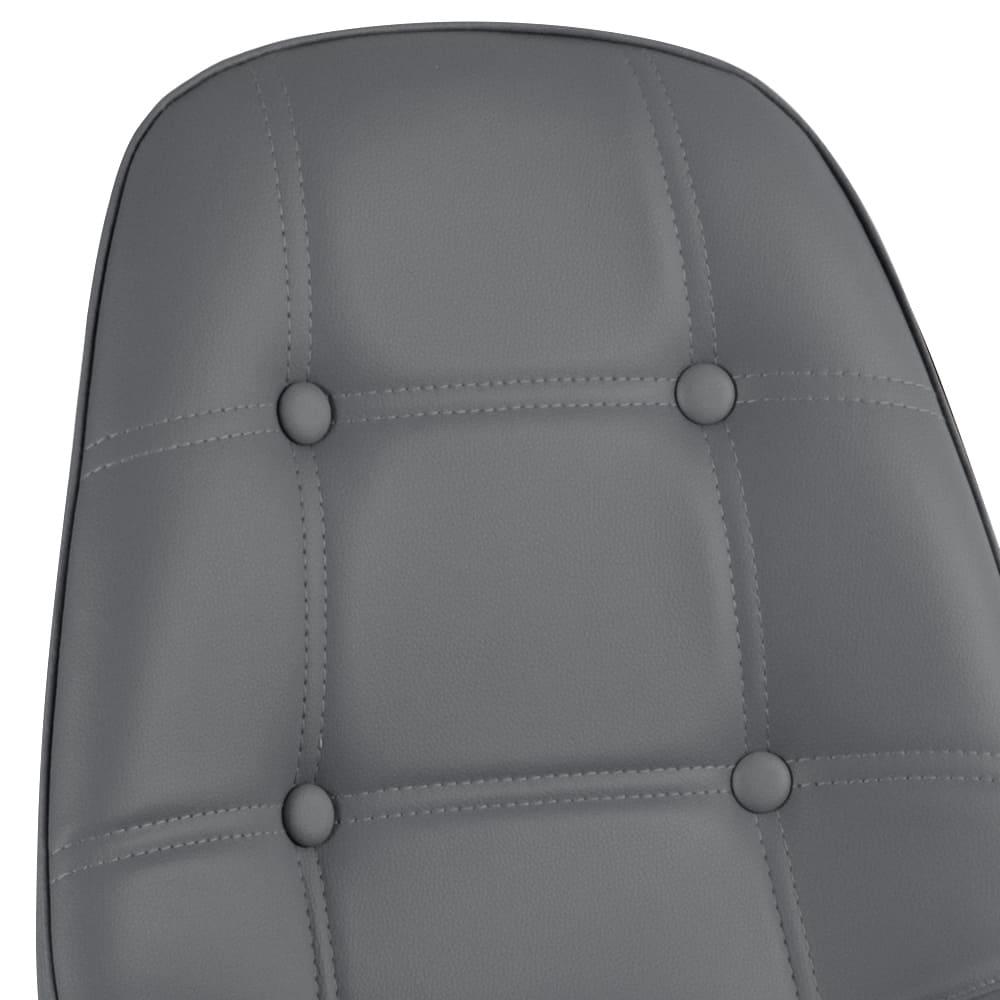 Mesa Eames com tampo de vidro 120 cm + 4 cadeiras estofadas Eiffel Botonê Cinza escuro