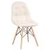 Mesa Eames com tampo de vidro 120 cm + 4 cadeiras estofadas Eiffel Botonê Creme