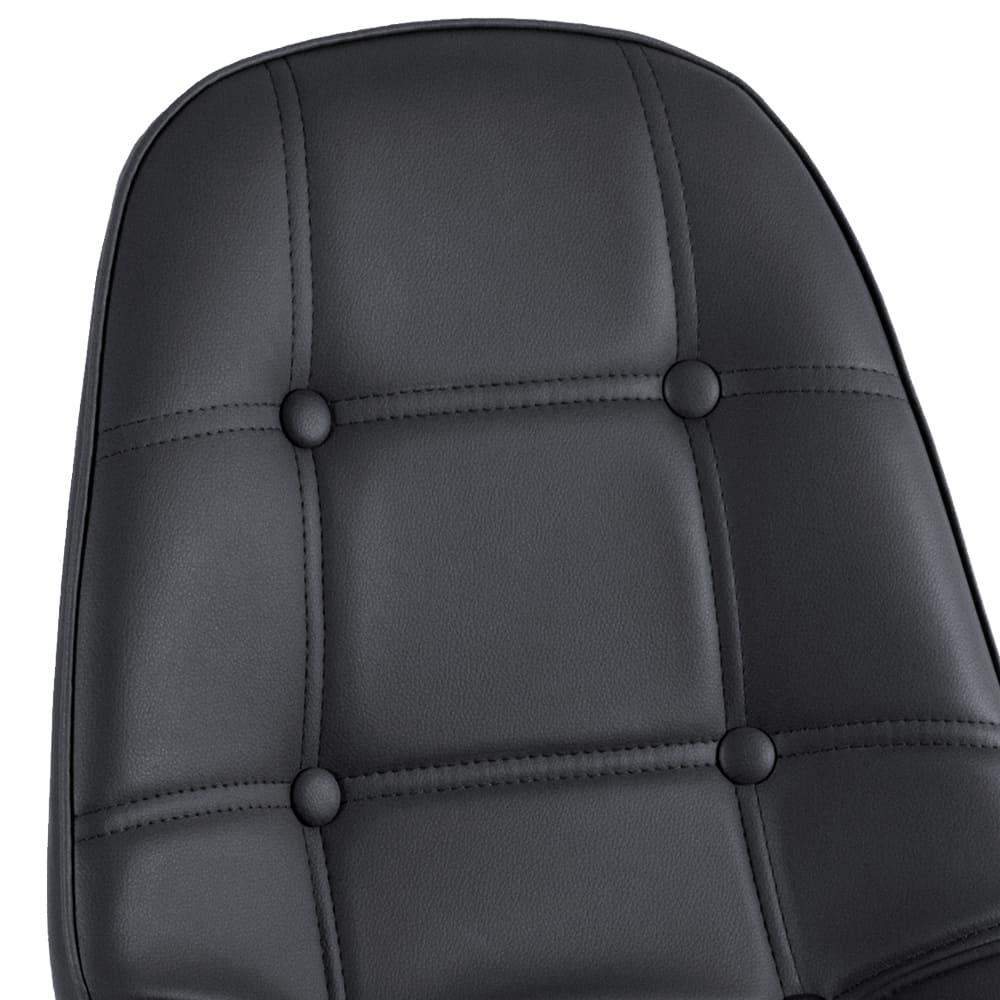 Mesa Eames com tampo de vidro 120 cm + 4 cadeiras estofadas Eiffel Botonê Preto