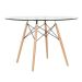Mesa Eames com tampo de vidro 120 cm + 4 cadeiras estofadas Eiffel Botonê Turquesa