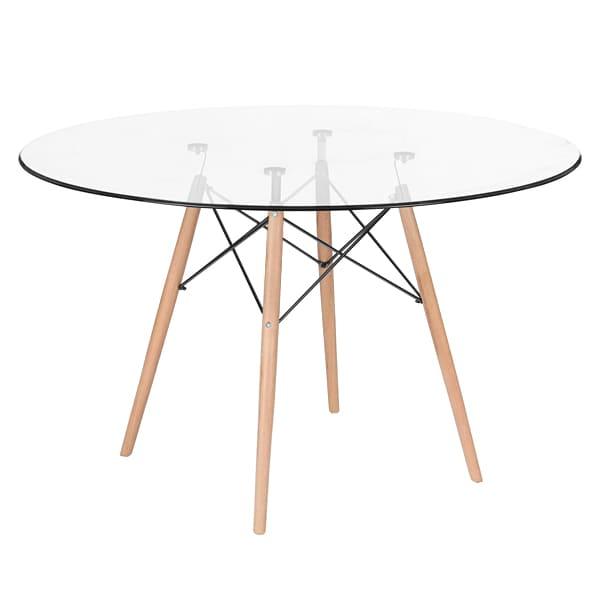 Mesa Eames com tampo de vidro 120 cm + 4 cadeiras estofadas Eiffel Botonê Turquesa