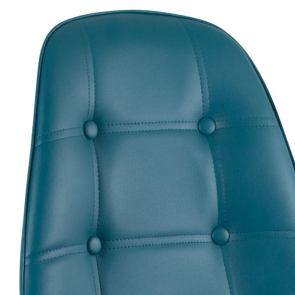 Mesa Eames com tampo de vidro 120 cm + 4 cadeiras estofadas Eiffel Botonê Turquesa