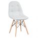Mesa Eames com tampo de vidro 120 cm + 6 cadeiras estofadas Eiffel Botonê Cinza claro