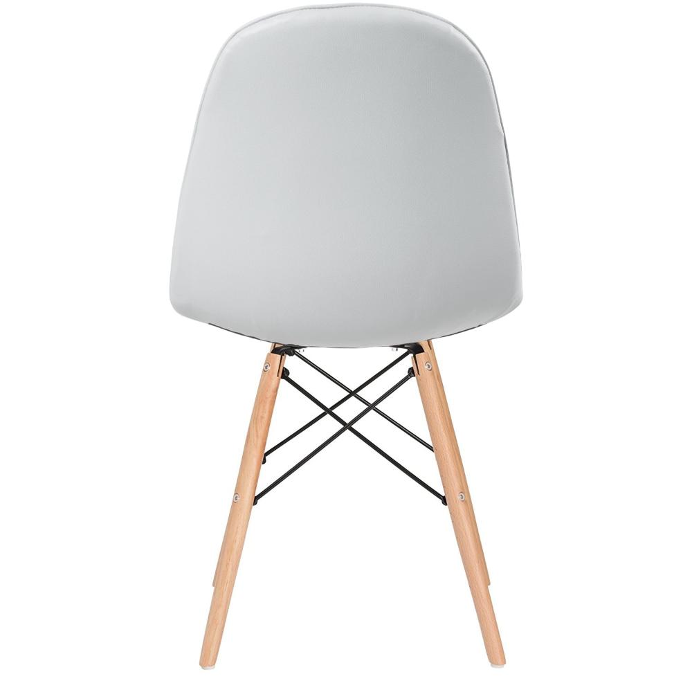 Mesa Eames com tampo de vidro 120 cm + 6 cadeiras estofadas Eiffel Botonê Cinza claro