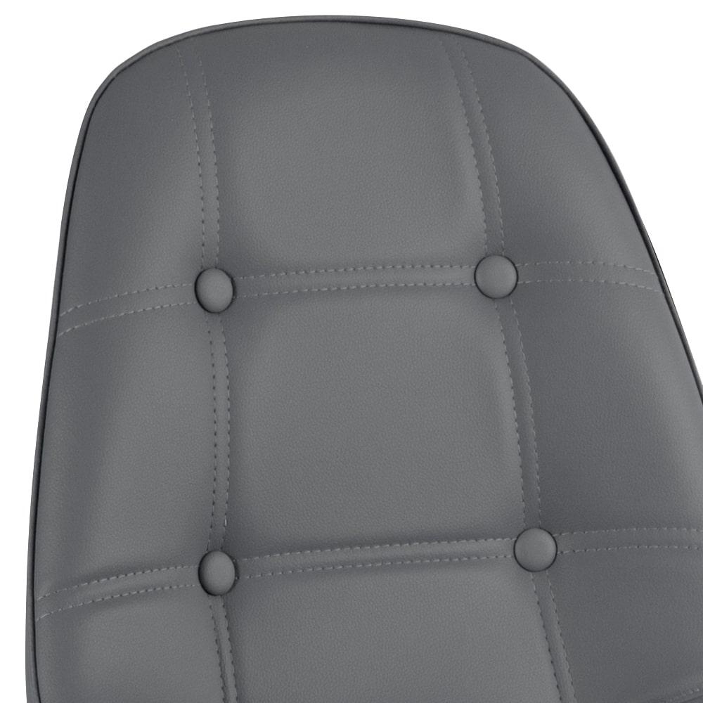 Mesa Eames com tampo de vidro 120 cm + 6 cadeiras estofadas Eiffel Botonê Cinza escuro
