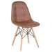 Mesa Eames com tampo de vidro 120 cm + 6 cadeiras estofadas Eiffel Botonê Marrom