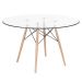 Mesa Eames com tampo de vidro 120 cm + 6 cadeiras estofadas Eiffel Botonê Nude