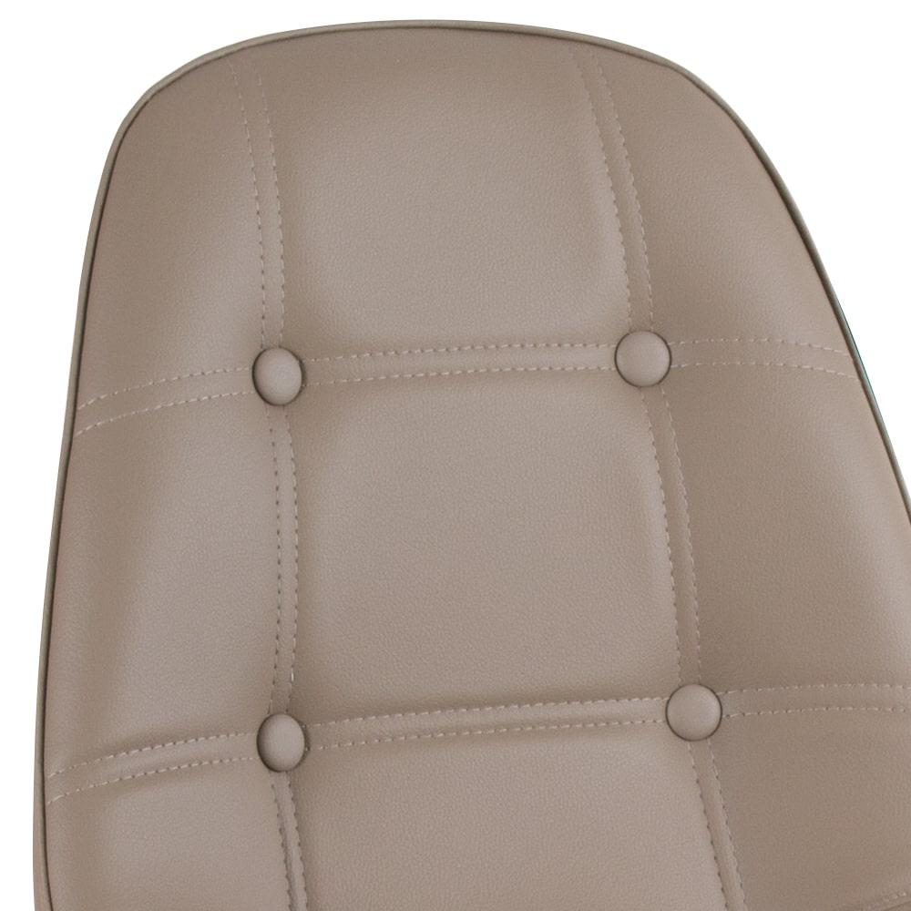 Mesa Eames com tampo de vidro 120 cm + 6 cadeiras estofadas Eiffel Botonê Nude