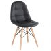 Mesa Eames com tampo de vidro 120 cm + 6 cadeiras estofadas Eiffel Botonê Preto