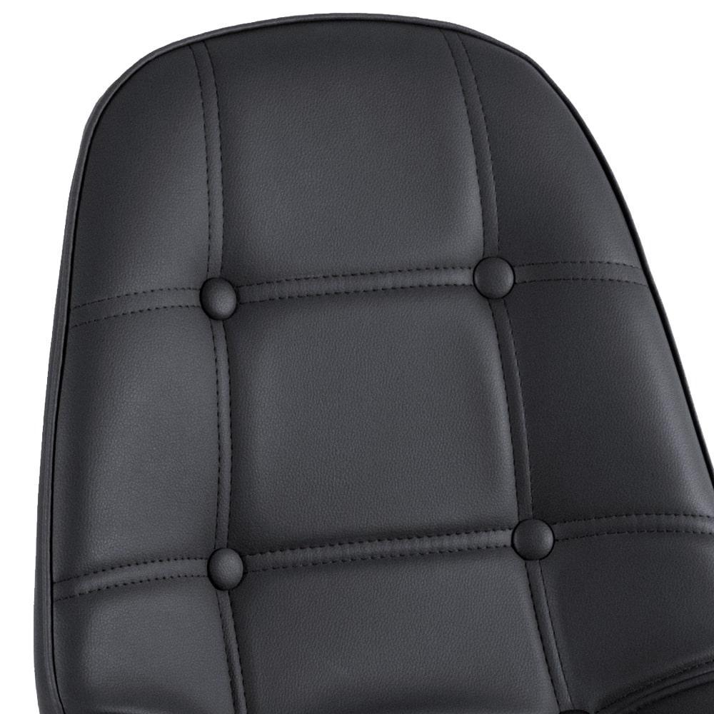 Mesa Eames com tampo de vidro 120 cm + 6 cadeiras estofadas Eiffel Botonê Preto