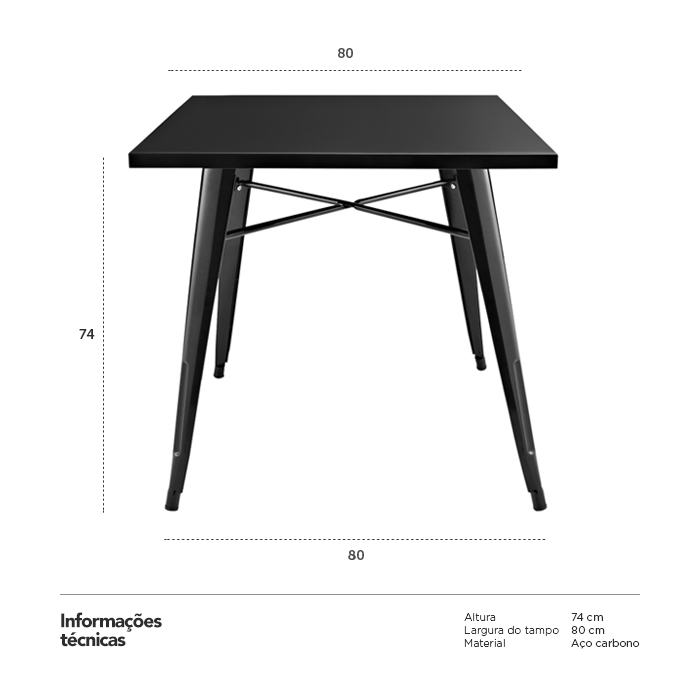 Mesa Iron Tolix - Metal - Bar - Gourmet - Preto