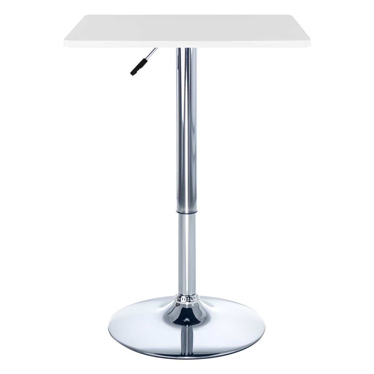Mesa alta bar bistro Apollo quadrada 60 cm tampo madeira ajustável Branco