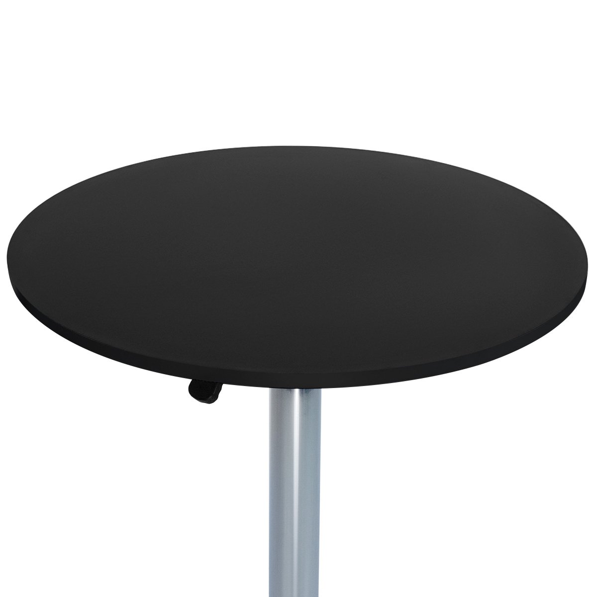 Mesa alta bar bistro Apollo redonda 60 cm tampo madeira ajustável Preto