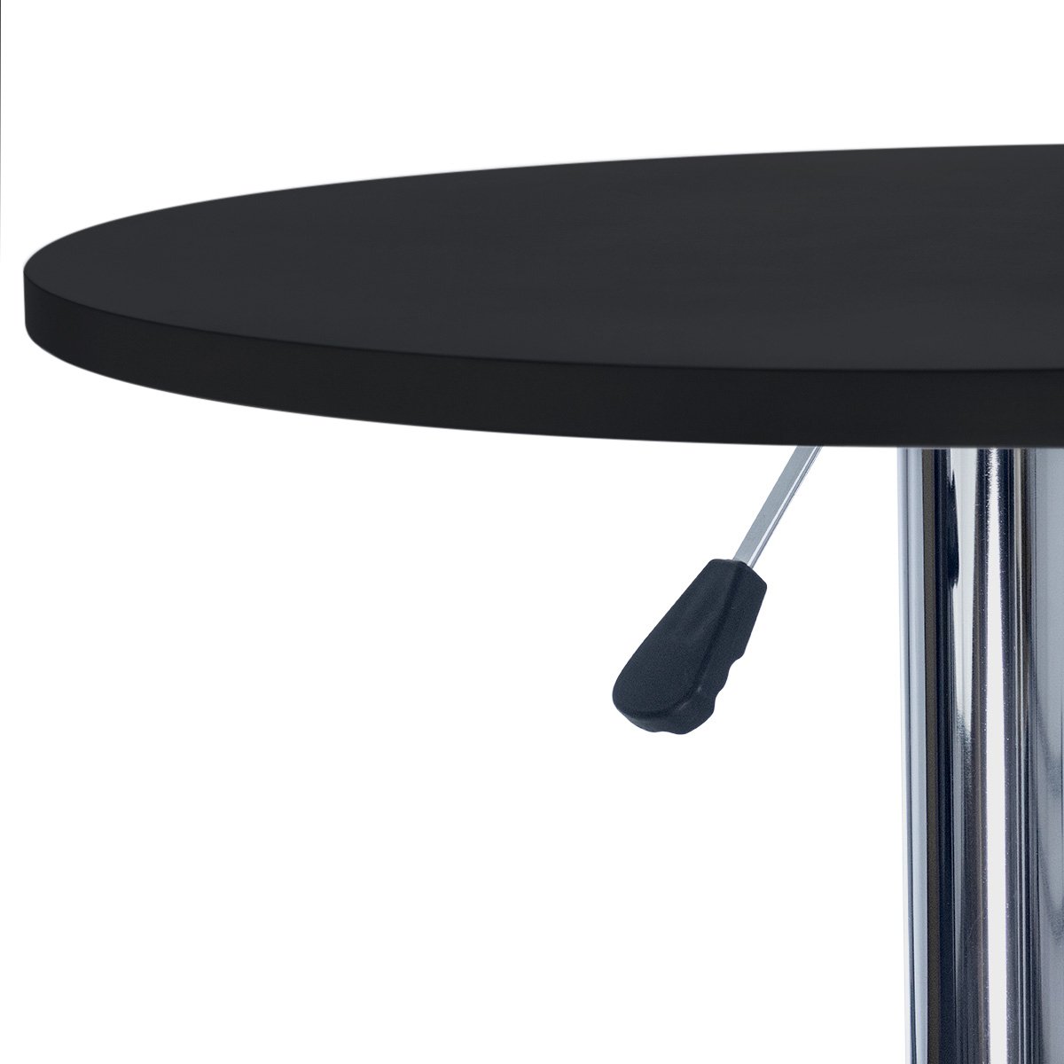 Mesa alta bar bistro Apollo redonda 60 cm tampo madeira ajustável Preto