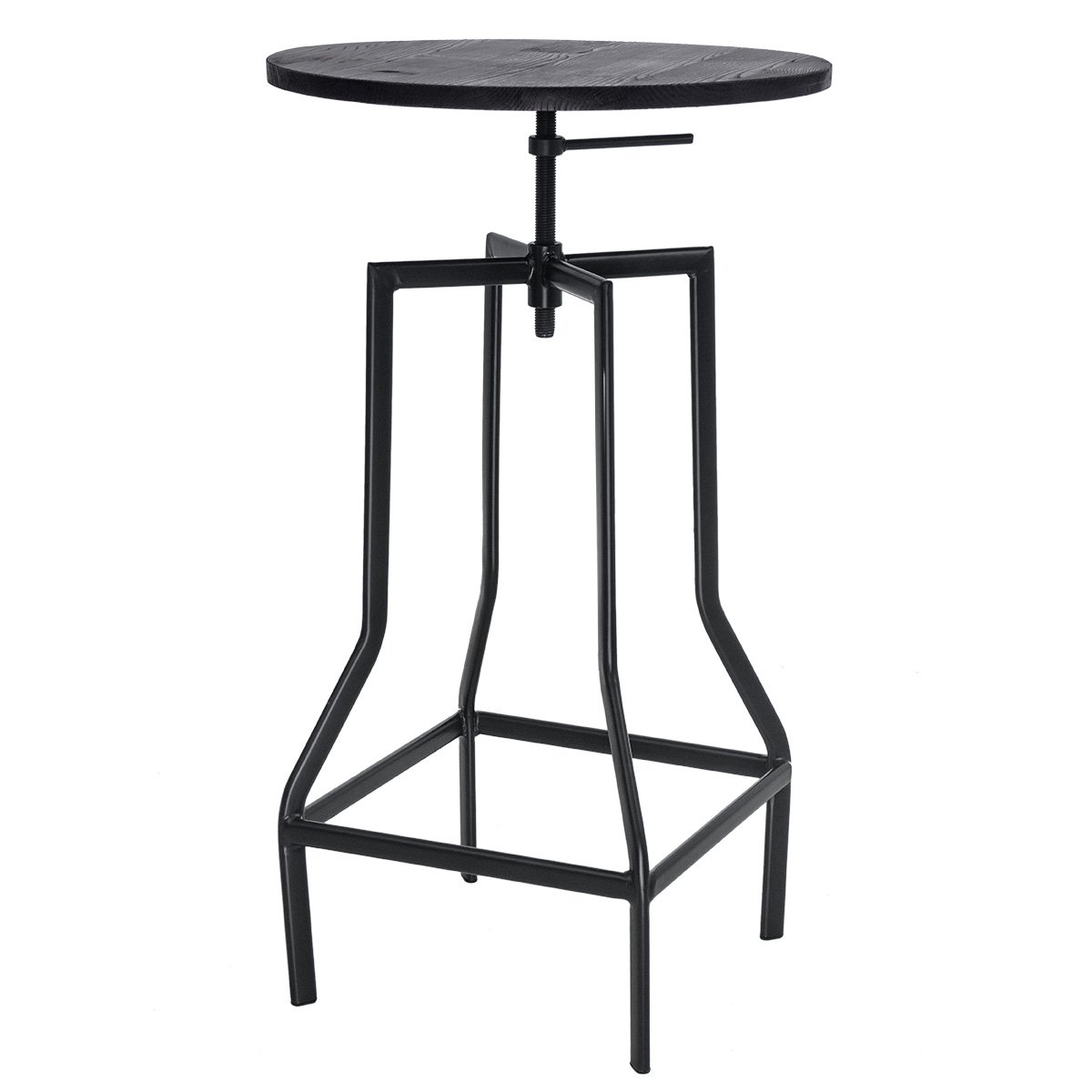 Mesa alta bistro bar industrial tampo madeira loft Turner Preto