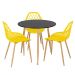 Mesa de jantar redonda 80 cm preto + 3 cadeiras Clarice Cloe Amarelo