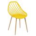 Mesa de jantar redonda 80 cm preto + 3 cadeiras Clarice Cloe Amarelo
