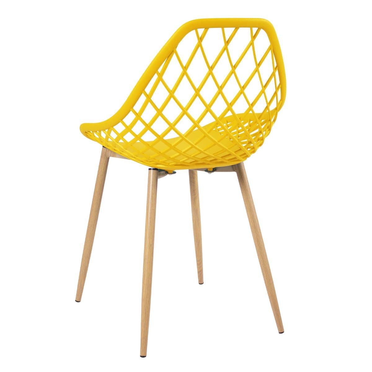 Mesa de jantar redonda 80 cm preto + 3 cadeiras Clarice Cloe Amarelo