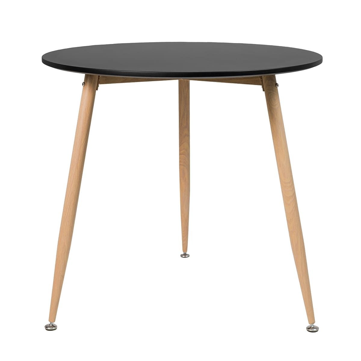 Mesa de jantar redonda 80 cm preto + 3 cadeiras Clarice Cloe Fendi