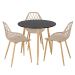 Mesa de jantar redonda 80 cm preto + 3 cadeiras Clarice Cloe Nude