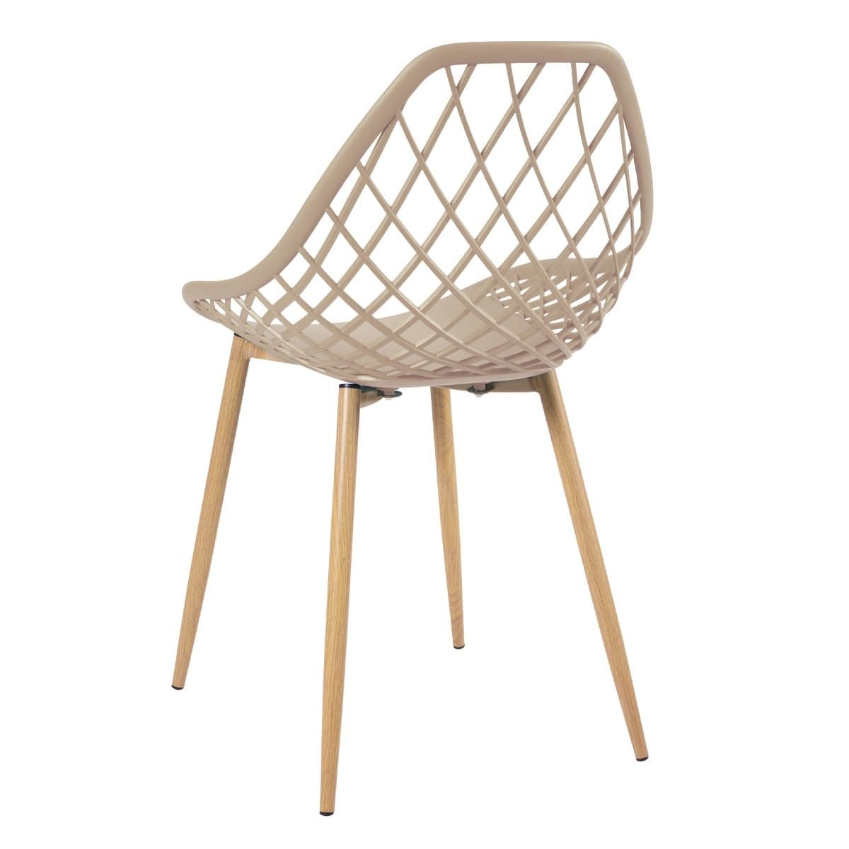Mesa de jantar redonda 80 cm preto + 3 cadeiras Clarice Cloe Nude