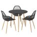 Mesa de jantar redonda 80 cm preto + 3 cadeiras Clarice Cloe Preto