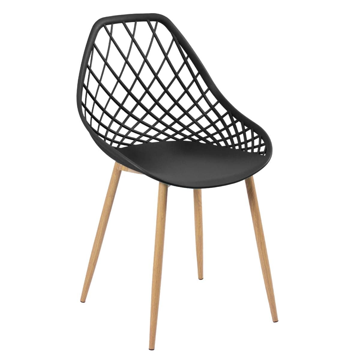 Mesa de jantar redonda 80 cm preto + 3 cadeiras Clarice Cloe Preto