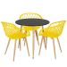 Mesa de jantar redonda 80 cm preto + 3 cadeiras Clarice Nest Amarelo