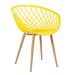 Mesa de jantar redonda 80 cm preto + 3 cadeiras Clarice Nest Amarelo