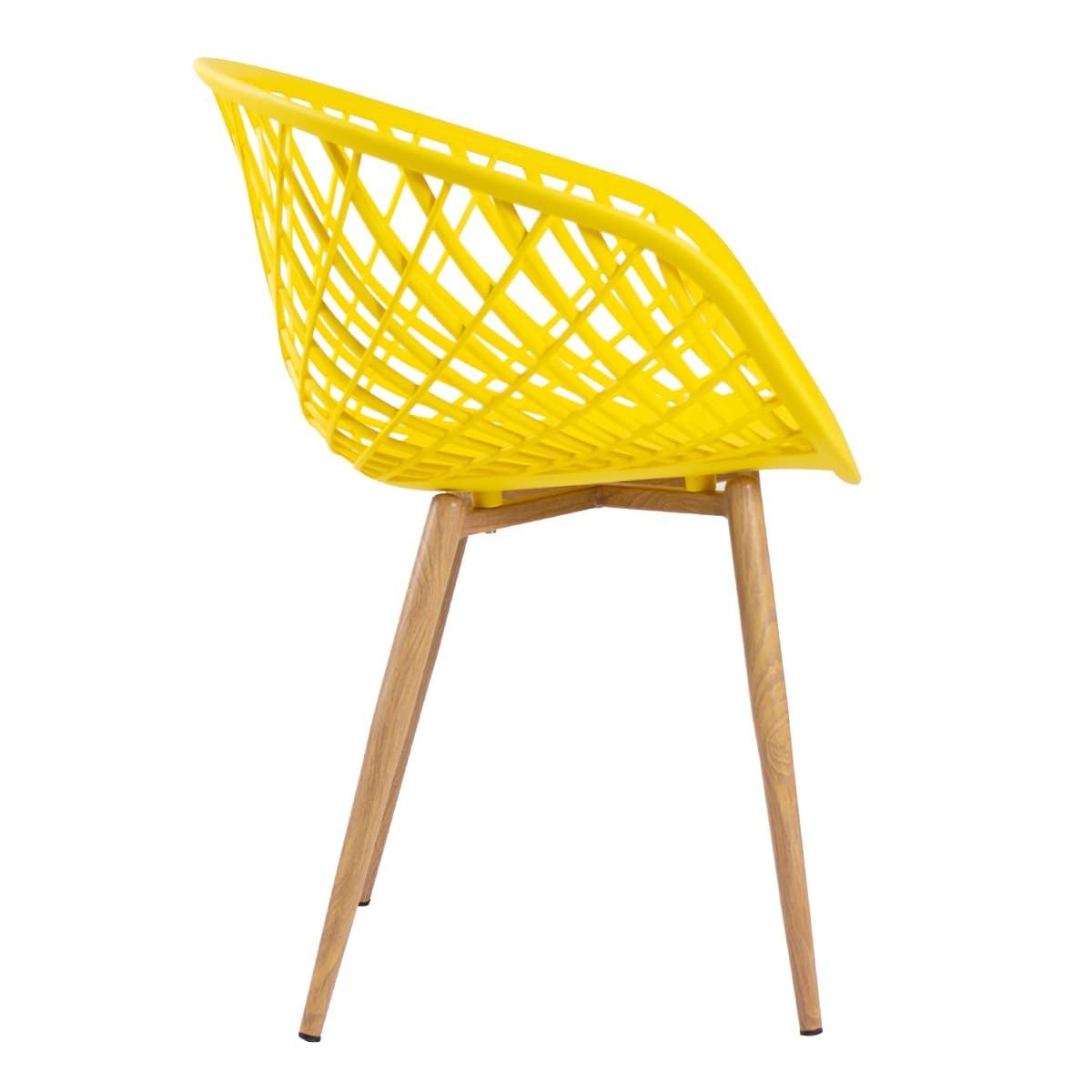 Mesa de jantar redonda 80 cm preto + 3 cadeiras Clarice Nest Amarelo