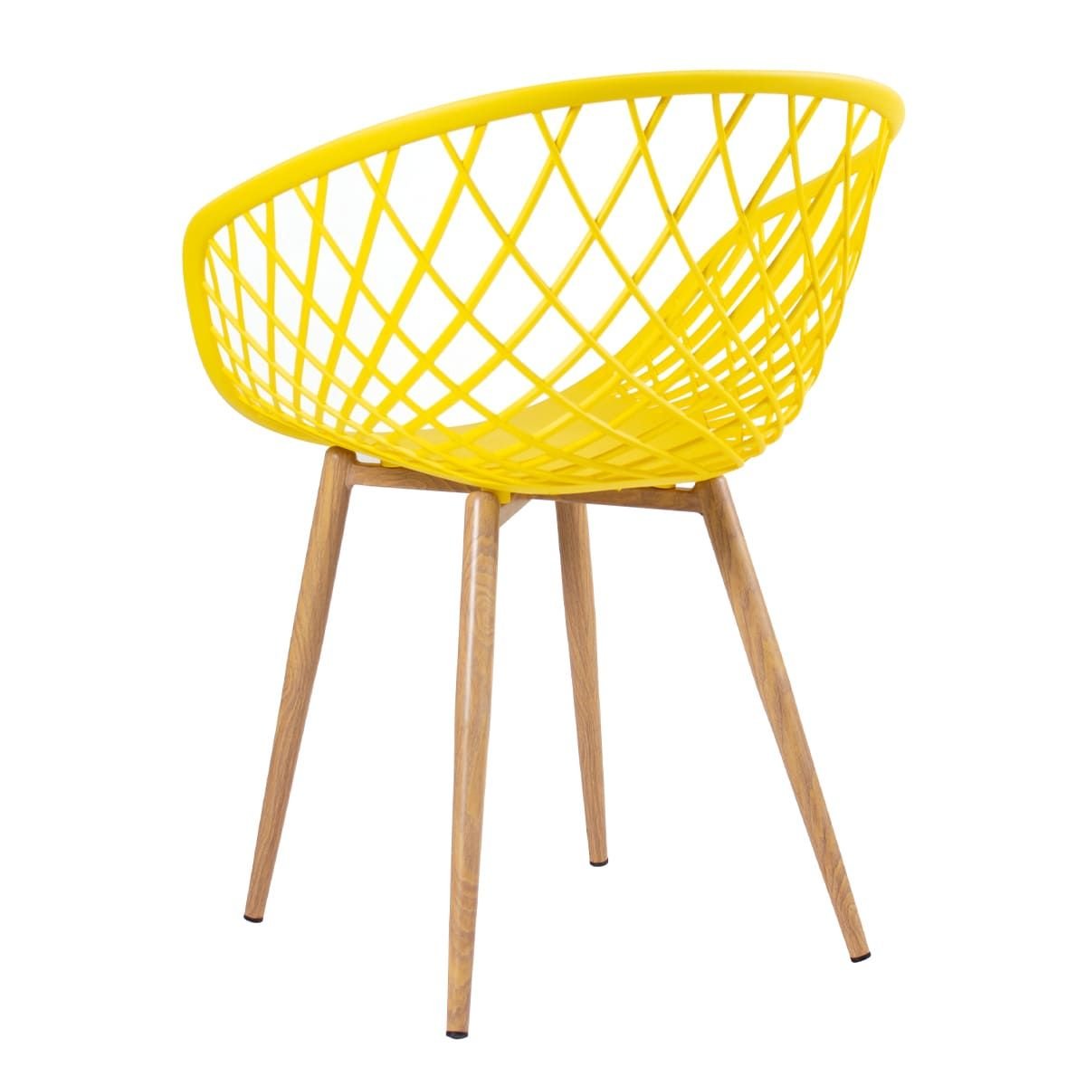 Mesa de jantar redonda 80 cm preto + 3 cadeiras Clarice Nest Amarelo