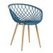 Mesa de jantar redonda 80 cm preto + 3 cadeiras Clarice Nest Azul petróleo