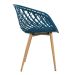 Mesa de jantar redonda 80 cm preto + 3 cadeiras Clarice Nest Azul petróleo