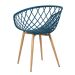 Mesa de jantar redonda 80 cm preto + 3 cadeiras Clarice Nest Azul petróleo