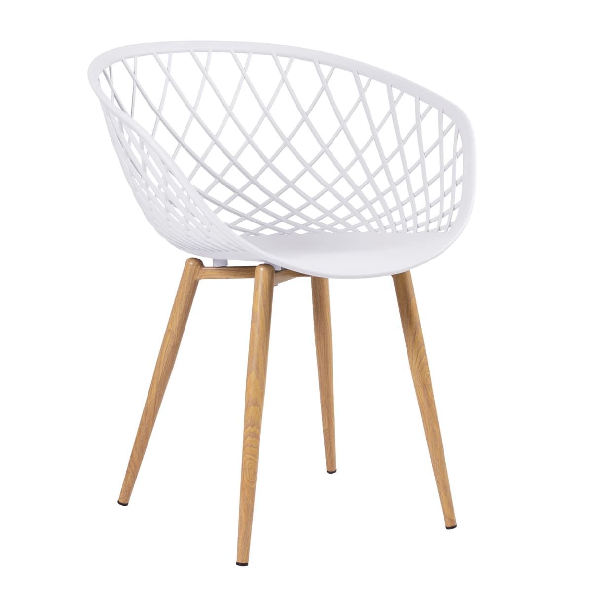 Mesa de jantar redonda 80 cm preto + 3 cadeiras Clarice Nest Branco