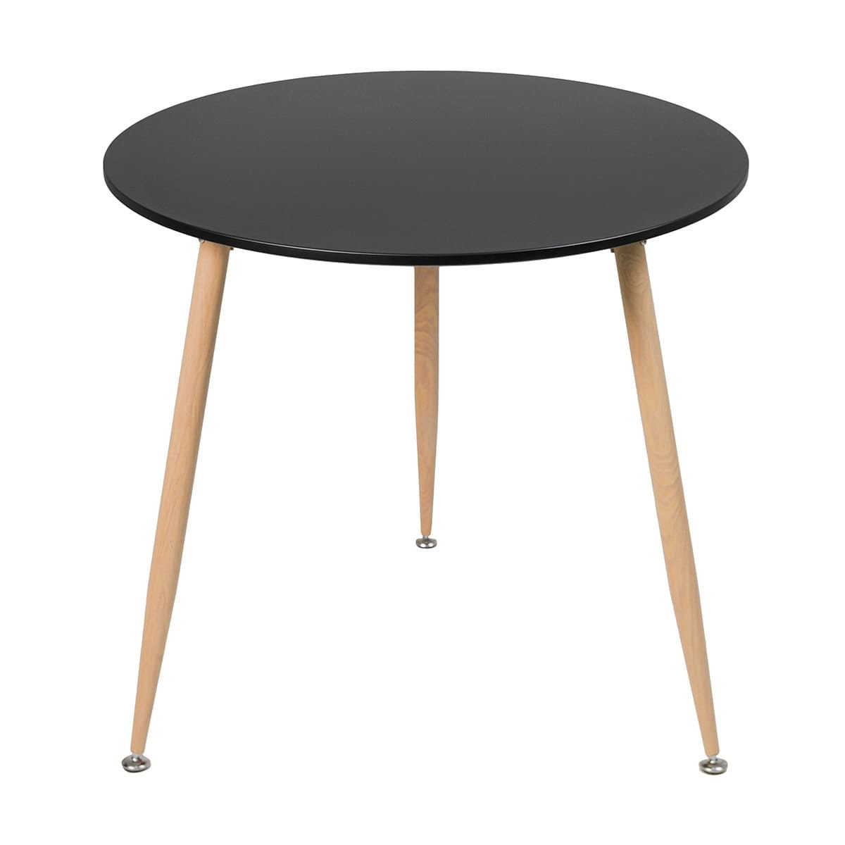 Mesa de jantar redonda 80 cm preto + 3 cadeiras Clarice Nest Branco
