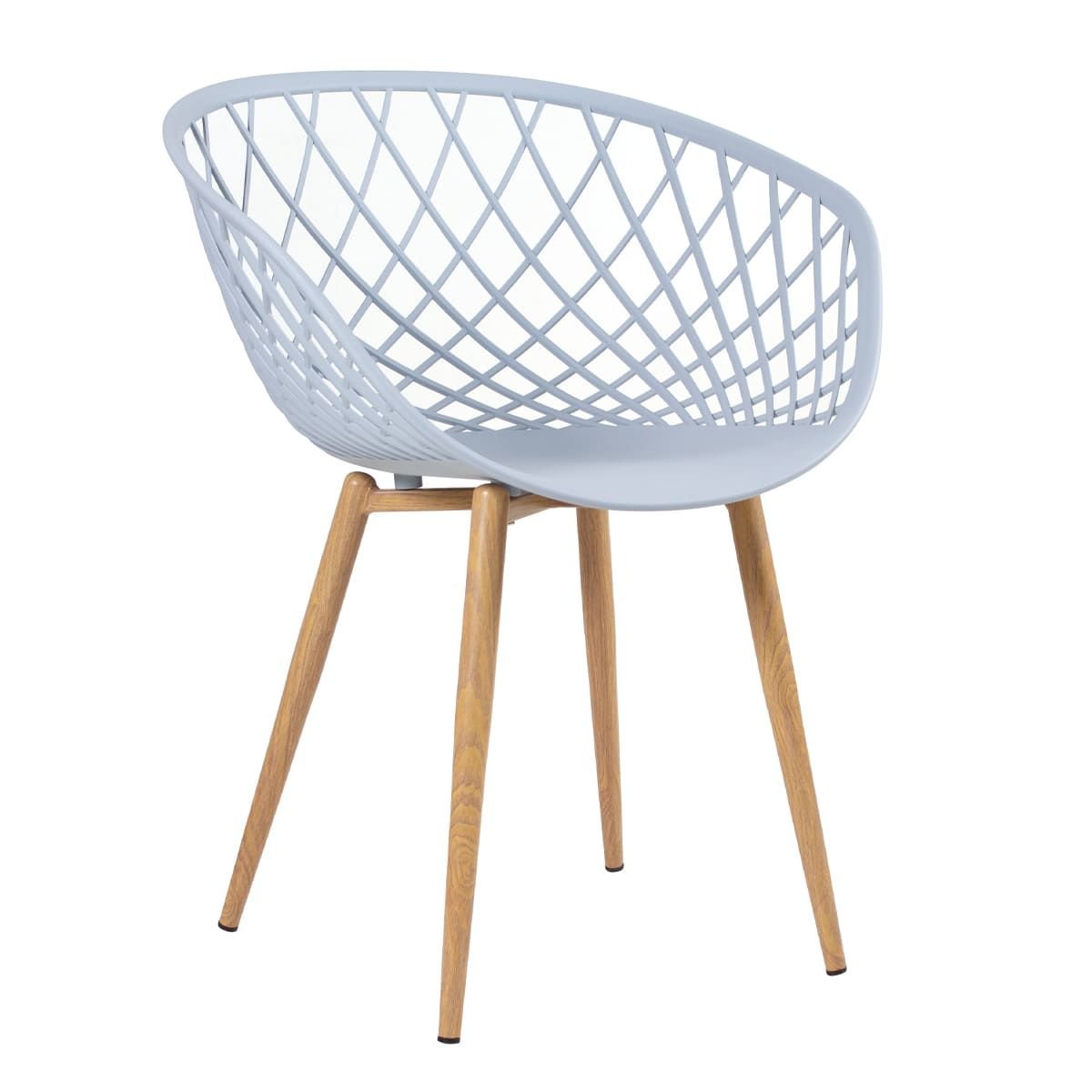 Mesa de jantar redonda 80 cm preto + 3 cadeiras Clarice Nest Cinza