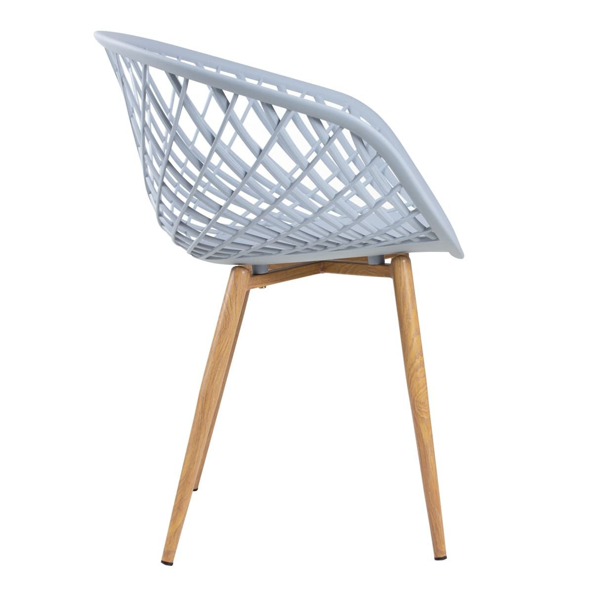 Mesa de jantar redonda 80 cm preto + 3 cadeiras Clarice Nest Cinza