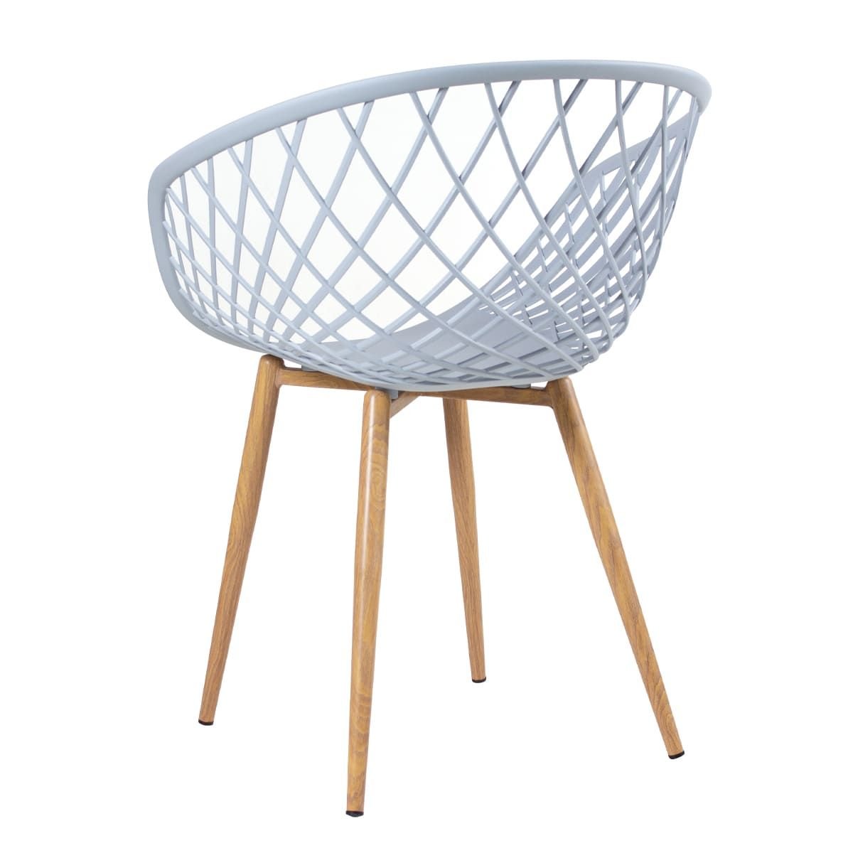 Mesa de jantar redonda 80 cm preto + 3 cadeiras Clarice Nest Cinza
