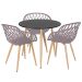 Mesa de jantar redonda 80 cm preto + 3 cadeiras Clarice Nest Fendi