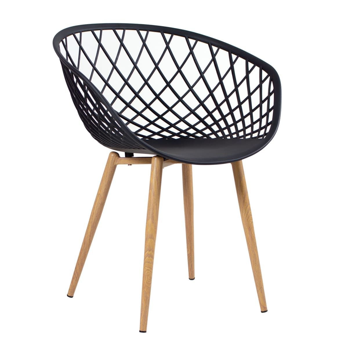 Mesa de jantar redonda 80 cm preto + 3 cadeiras Clarice Nest Preto