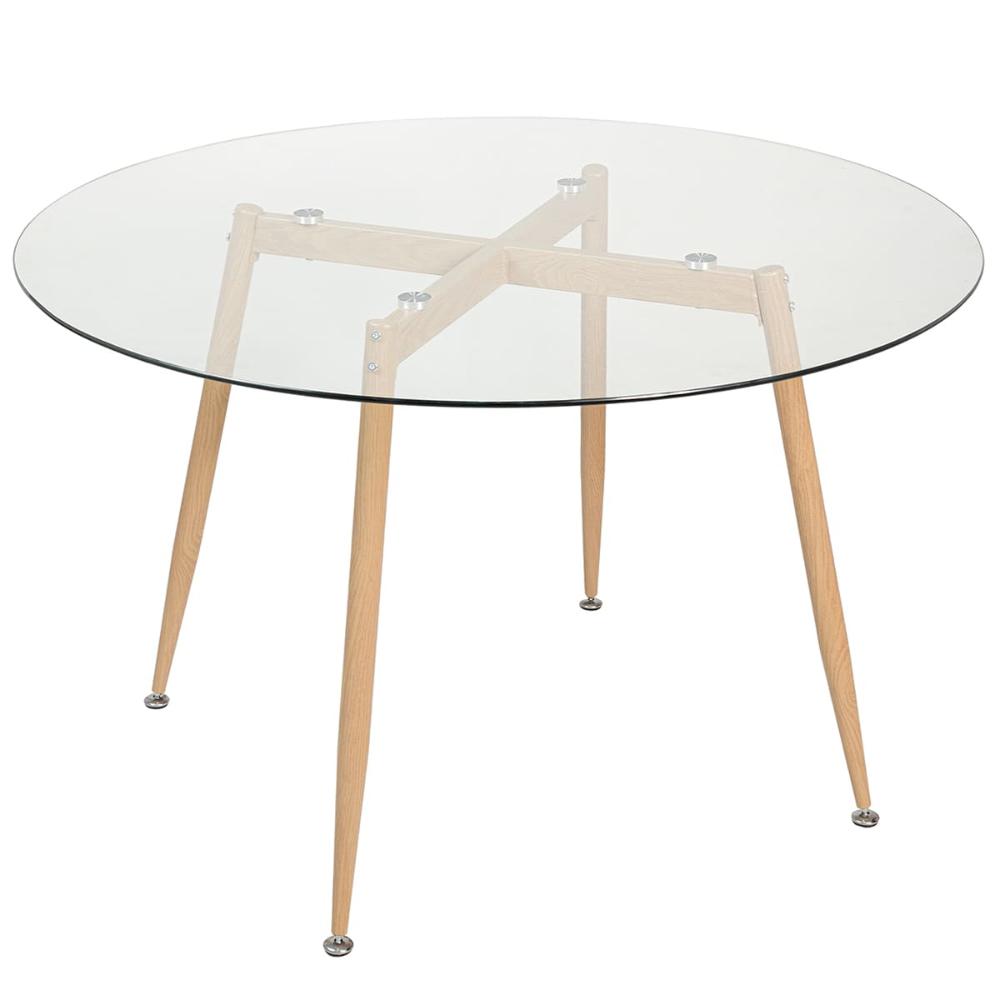 Mesa de jantar redonda Clarice com tampo de vidro 120 cm