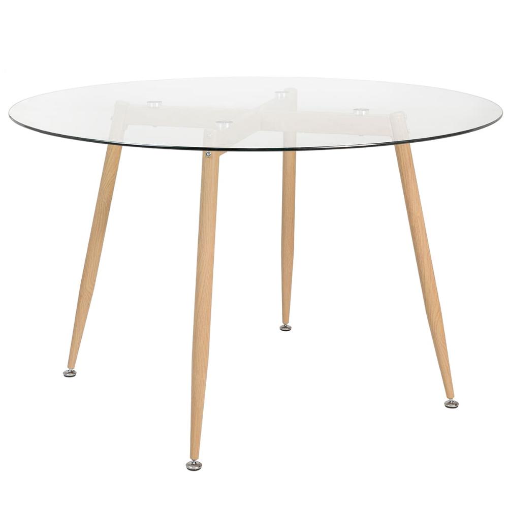 Mesa de jantar redonda Clarice com tampo de vidro 120 cm