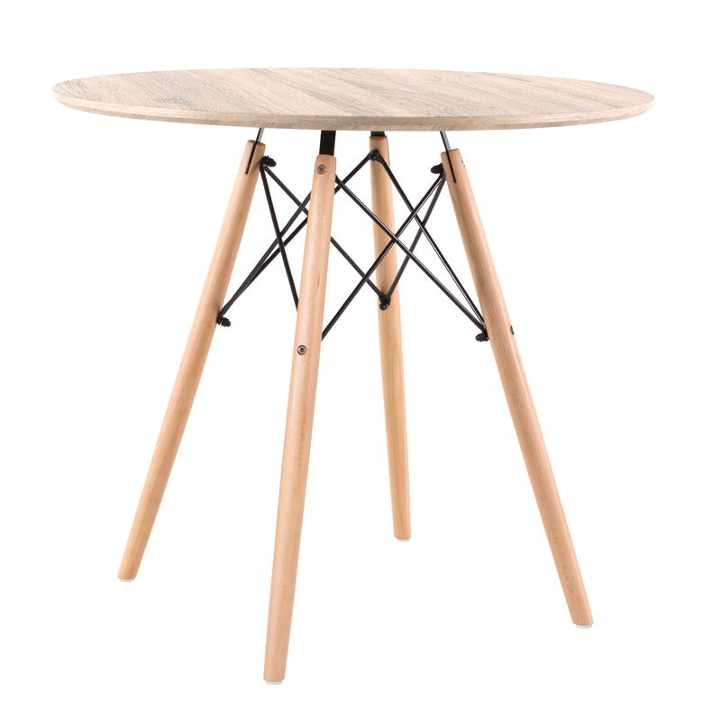 Mesa de jantar redonda Eames Eiffel - Wood - Tampo amadeirado - 80 cm