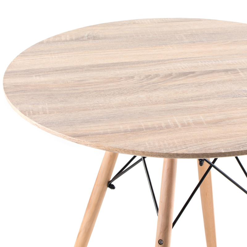Mesa de jantar redonda Eames Eiffel - Wood - Tampo amadeirado - 80 cm