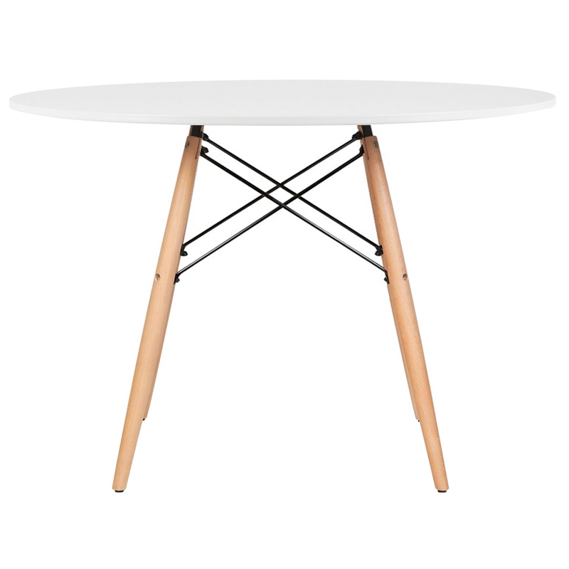 Mesa de jantar redonda Eames Eiffel - Wood - Tampo de MDF - 120 cm - Branco