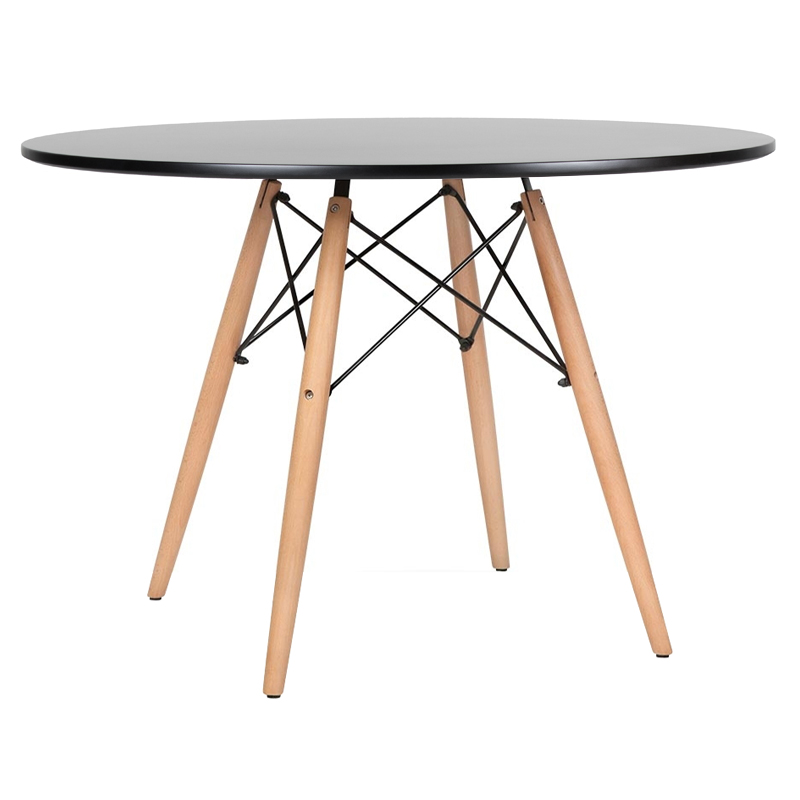 Mesa de jantar redonda Eames Eiffel - Wood - Tampo de MDF - 120 cm - Preto