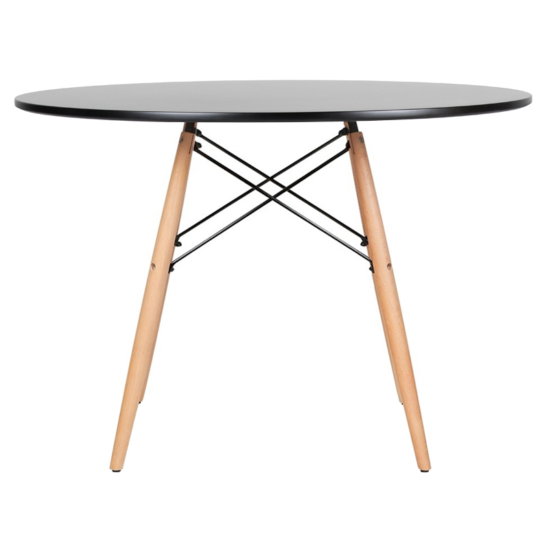 Mesa de jantar redonda Eames Eiffel - Wood - Tampo de MDF - 120 cm - Preto