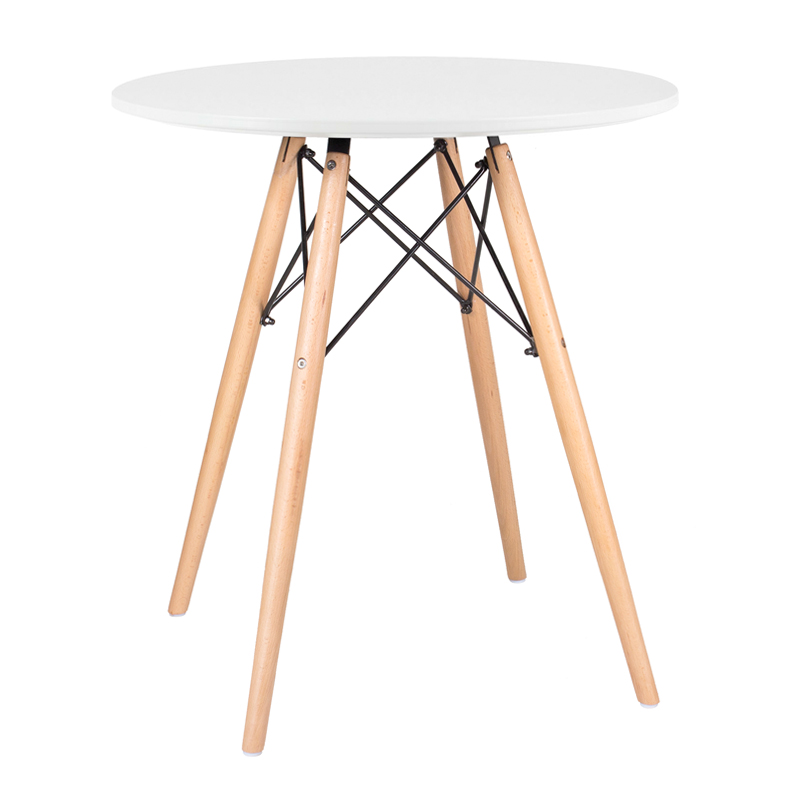 Mesa de jantar redonda Eames Eiffel - Wood - Tampo de MDF - 70 cm - Branco