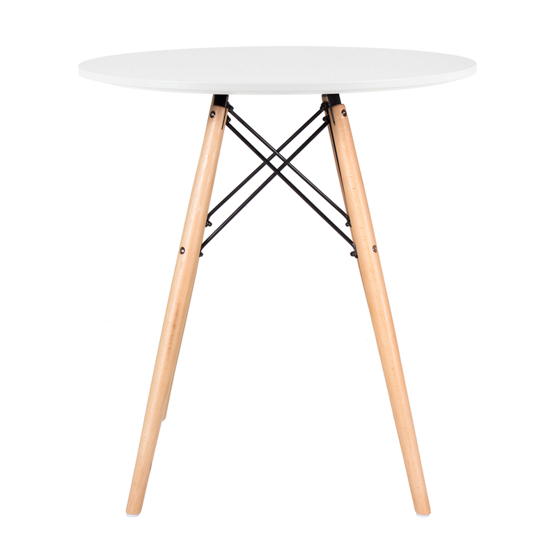 Mesa de jantar redonda Eames Eiffel - Wood - Tampo de MDF - 70 cm - Branco